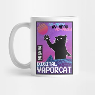 Vaporwave Aesthetic Style 80th Synthwave Cat Mug